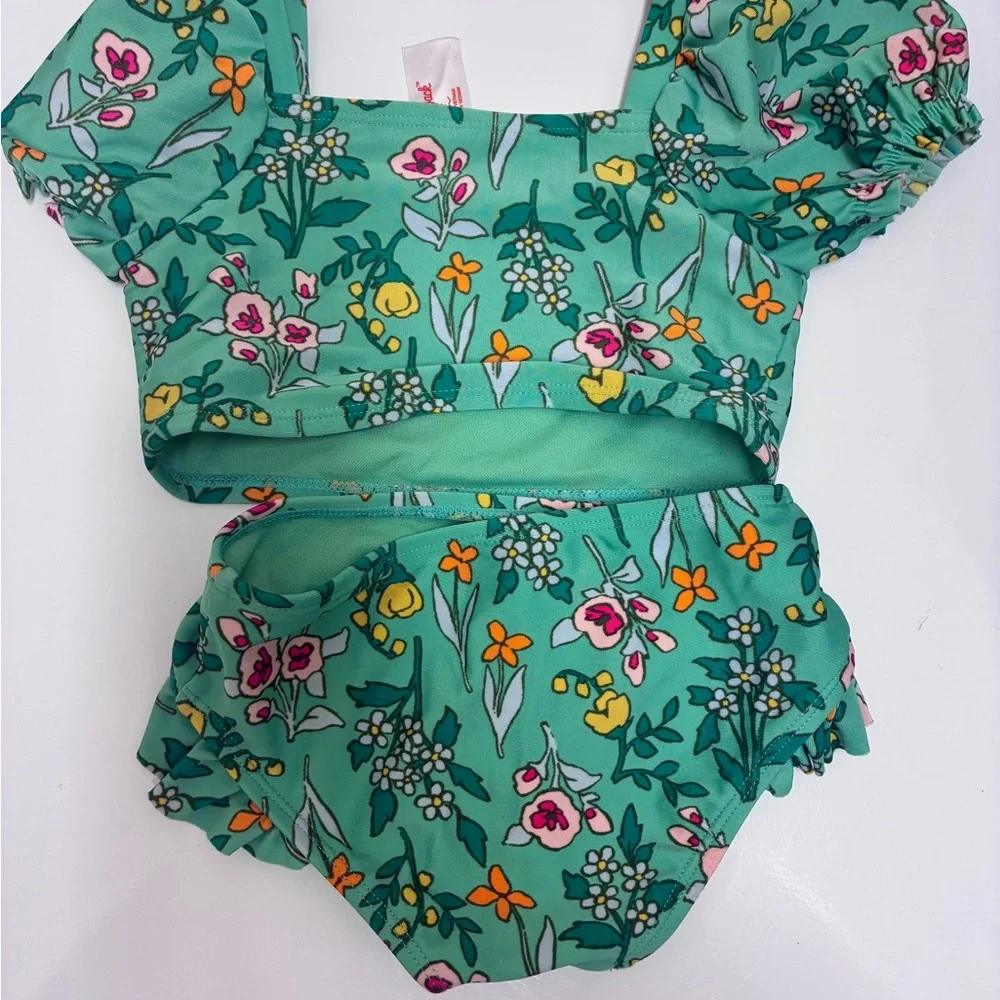 Cat & Jack‎ Kids Swim 2 Bikinis - Orange, Multicolor Bow, Green Ruffles